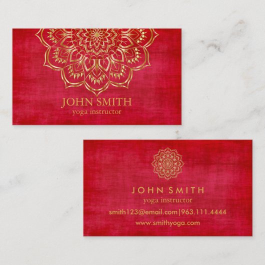 Modern Blauwgroen en Gold Mandala Yoga Instructor Visitekaartje (Voorkant / Achterkant)