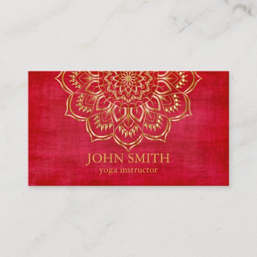 Modern Blauwgroen en Gold Mandala Yoga Instructor Visitekaartje (Voorkant)