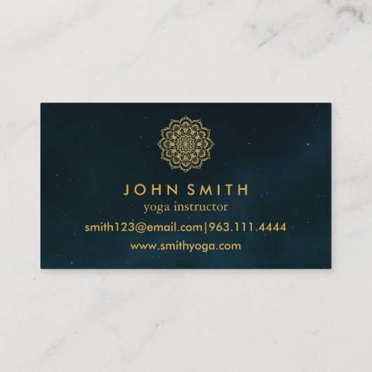 Modern Blauwgroen en Gold Mandala Yoga Instructor Visitekaartje (Achterkant)
