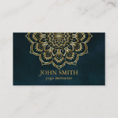 Modern Blauwgroen en Gold Mandala Yoga Instructor Visitekaartje (Voorkant)