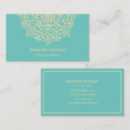 Modern Blauwgroen en Gold Mandala Yoga Instructor Visitekaartje