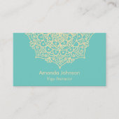 Modern Blauwgroen en Gold Mandala Yoga Instructor Visitekaartje (Voorkant)