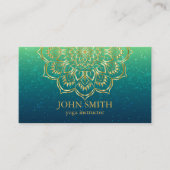 Modern Blauwgroen en Gold Mandala Yoga Instructor  Visitekaartje (Voorkant)