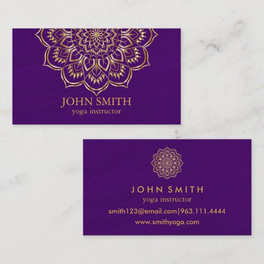 Modern Blauwgroen en Gold Mandala Yoga Instructor  Visitekaartje (Voorkant / Achterkant)