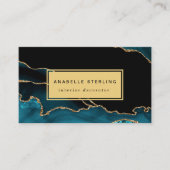 Modern Blauwgroen en goudmarmer design,  Visitekaartje (Voorkant)