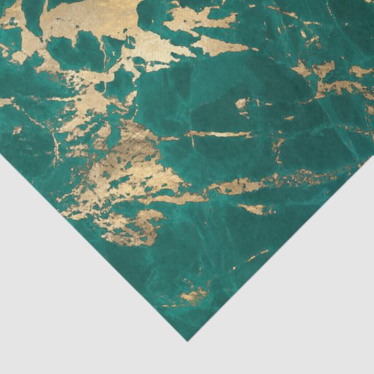 Modern Blauwgroen en goudmarmer patroon Tissuepapier (Detail)