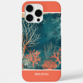 Modern Blauwgroen en Oranje Zee Motief Case-Mate iPhone Case (Achterkant)