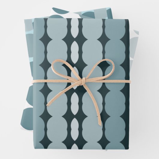 Modern Blauwgroen en wit Inpakpapier Vel (In situ)