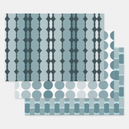 Modern Blauwgroen en wit Inpakpapier Vel