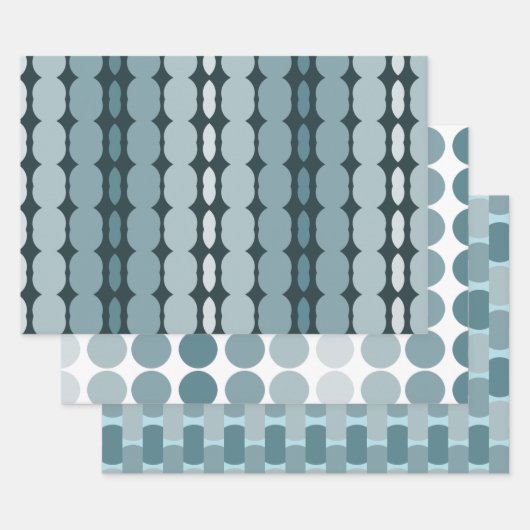 Modern Blauwgroen en wit Inpakpapier Vel (Set)
