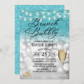 Modern Blauwgroen en zilver Brunch en bubbelbaar V Kaart (Voorkant / Achterkant)