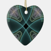 Modern Blauwgroen Geometrisch Fractal Art Grafisch Keramisch Ornament (Rechts)