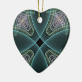 Modern Blauwgroen Geometrisch Fractal Art Grafisch Keramisch Ornament (Links)