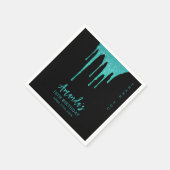 Modern Blauwgroen Glitter Drips Sweet 16 Verjaarda Servet (Hoek)