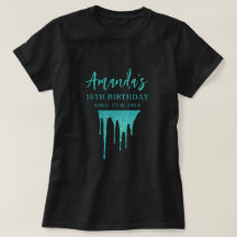 Modern Blauwgroen Glitter Drips Sweet 16 Verjaarda
