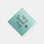 Modern Blauwgroen Glitter Faux Ombre Sweet 16 Napk Servetten (Hoek)