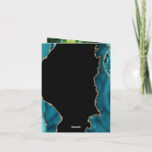 Modern Blauwgroen Gold Agate Stone Wedding Photo u (Achterkant)