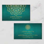 Modern Blauwgroen & Gold Mandala Yoga Instructor Visitekaartje (Voorkant / Achterkant)