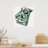 Modern Blauwgroen Goud Geometrisch Abstract Art De Poster (Keuken)