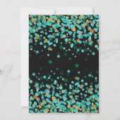 Modern Blauwgroen Goud Zwart Glitter Confetti Verj Kaart (Achterkant)