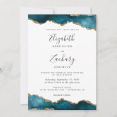 Modern Blauwgroen goudbont Kaart (Voorkant)