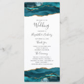 Modern Blauwgroen goudbont Programmakaart (Voorkant)