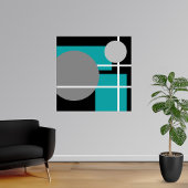 Modern Blauwgroen grijs zwart wit - MS0001 Canvas Poster