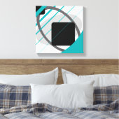 Modern Blauwgroen grijs zwart-wit - omcirkeld canv Canvas Afdruk (Insitu (Slaapkamer))