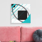Modern Blauwgroen grijs zwart-wit - omcirkeld canv Canvas Afdruk (Insitu (Woonkamer))