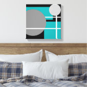 Modern Blauwgroen grijs zwart wit - omcirkeld canv Canvas Afdruk (Insitu (Slaapkamer))