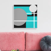 Modern Blauwgroen grijs zwart wit - omcirkeld canv Canvas Afdruk (Insitu (Woonkamer))
