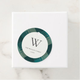Modern Blauwgroen groen blauw patroonmonogram Bedankjes Labels