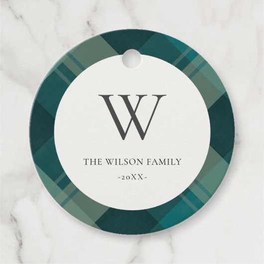 Modern Blauwgroen groen blauw patroonmonogram Bedankjes Labels (Voorkant)