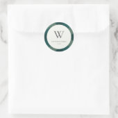 Modern Blauwgroen groen blauw patroonmonogram Ronde Sticker (Tas)