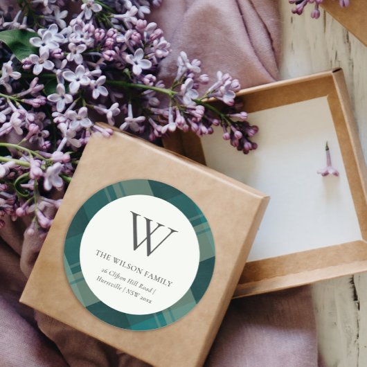 Modern Blauwgroen groen blauw patroonmonogram Ronde Sticker