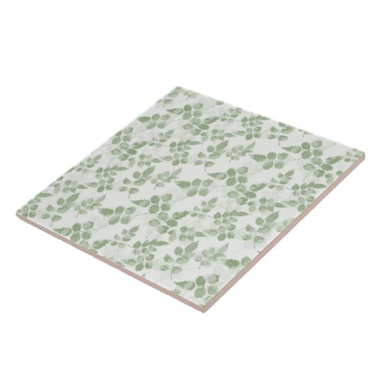 Modern Blauwgroen groen Botanisch blad patroon Tegeltje (Zijkant)