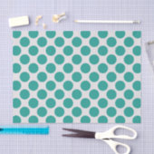 Modern Blauwgroen Groen en Wit Grote Polka Dots Tissuepapier (Craft)