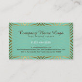 Modern Blauwgroen-Groen & Goud Zebra Streeppatroon Visitekaartje (Achterkant)