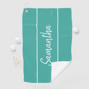Modern Blauwgroen groen handschrift met script Golfhanddoek