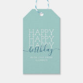 Modern blauwgroen groen Happy Birthday Gift Labels Cadeaulabel (Voorkant)