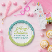 Modern Blauwgroen Groen Vrolijk Kerstfeest | FEEST Papieren Bordje (Feest)