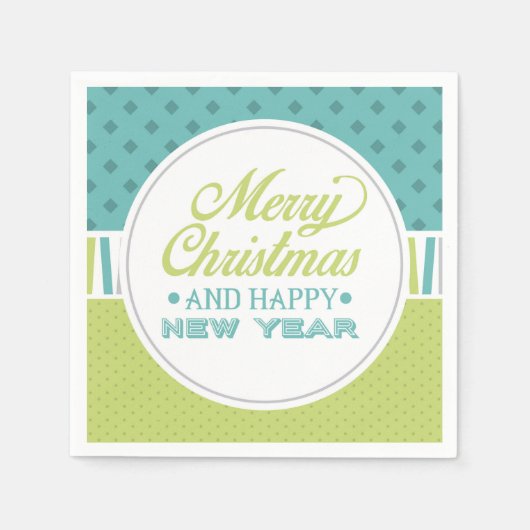 Modern Blauwgroen Groen Vrolijk Kerstfeest | FEEST Servet (Voorkant)