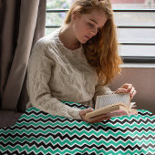 Modern Blauwgroen Groen Zwart Chevron Pattern Sherpa Deken