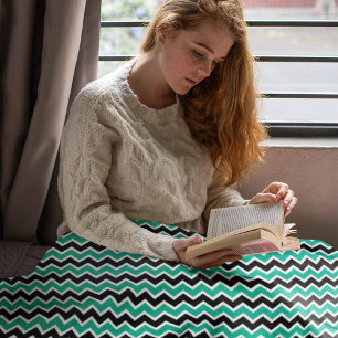 Modern Blauwgroen Groen Zwart Chevron Pattern Sherpa Deken