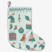 Modern Blauwgroen kerstpatroon op maat Kleine Kerstsok (Voorkant)