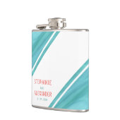 Modern Blauwgroen koraalhuwelijk Heupfles (Links)