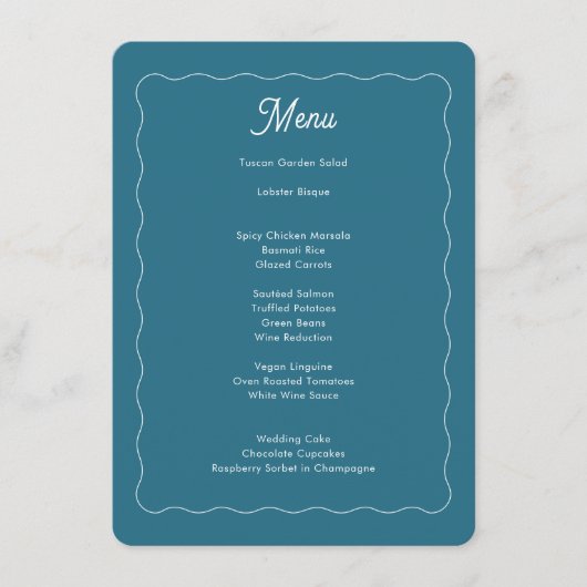 Modern Blauwgroen Lijst met blauw golven Menu (Voorkant)