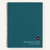 Modern Blauwgroen Monogram Notitieboek (Voorkant)