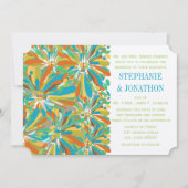 Modern Blauwgroen Oranje Groen Chrysanthemum Kaart (Voorkant)