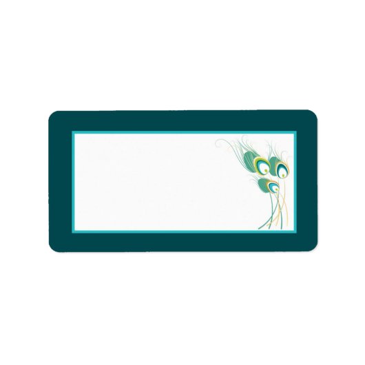 Modern Blauwgroen Peacock Bruiloft Mailing Adres Etiket (Voorkant)